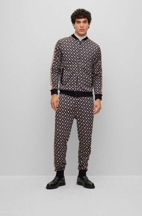 φούτερ με φερμουάρ με μοτίβο με μονόγραμμα στάμπα Hugo Boss
