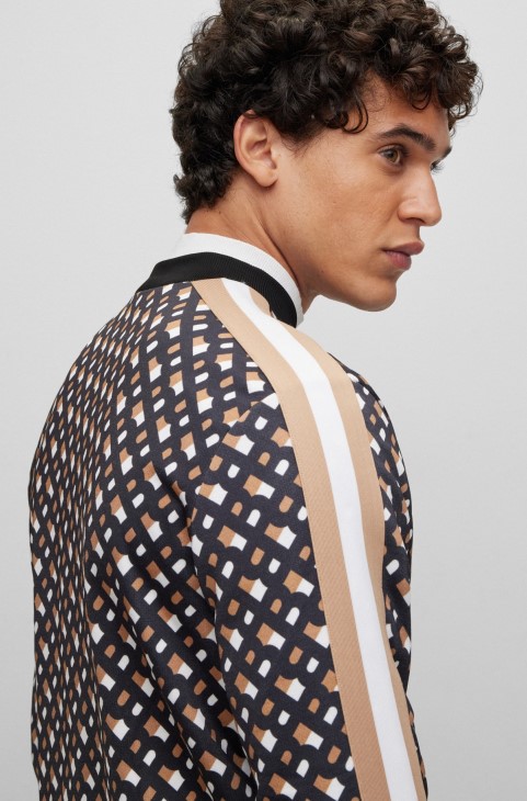 φούτερ με φερμουάρ με μοτίβο με μονόγραμμα στάμπα Hugo Boss
