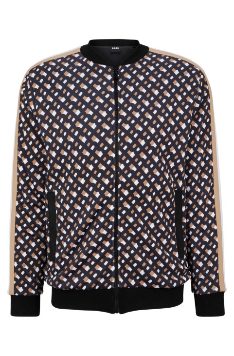 φούτερ με φερμουάρ με μοτίβο με μονόγραμμα στάμπα Hugo Boss
