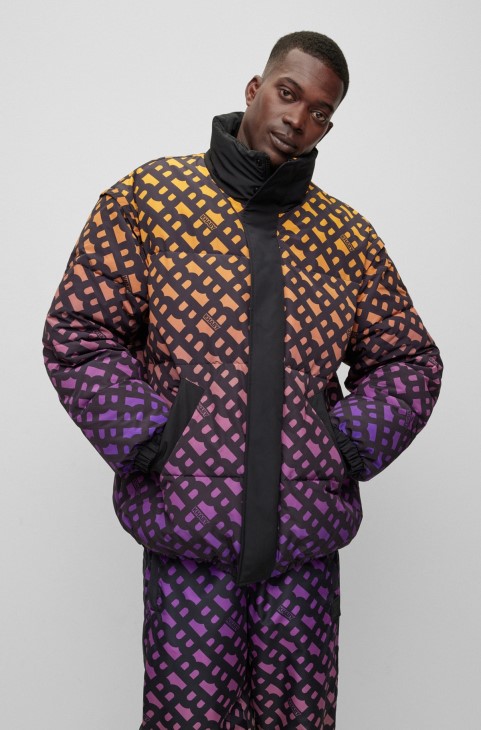 Boss X Khaby υδατοαπωθητικό αναστρέψιμο μπουφάν με ντεγκραντέ μονογράμματα