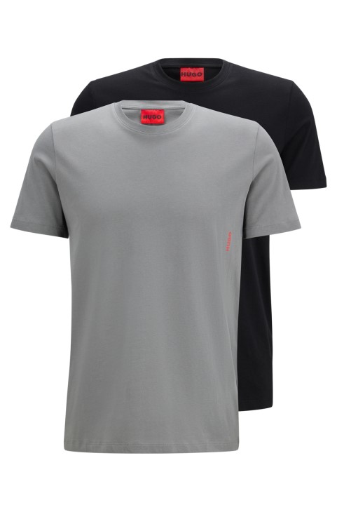 Μαύρα μπλουζάκια από βαμβακερά εσώρουχα Hugo Boss δύο σειρών με κάθετο λογότυπο