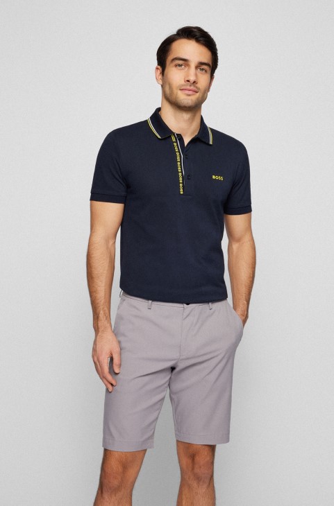 Hugo Boss σκούρο μπλε Slim-fit μπλουζάκι πόλο με επώνυμη πατιλέτα