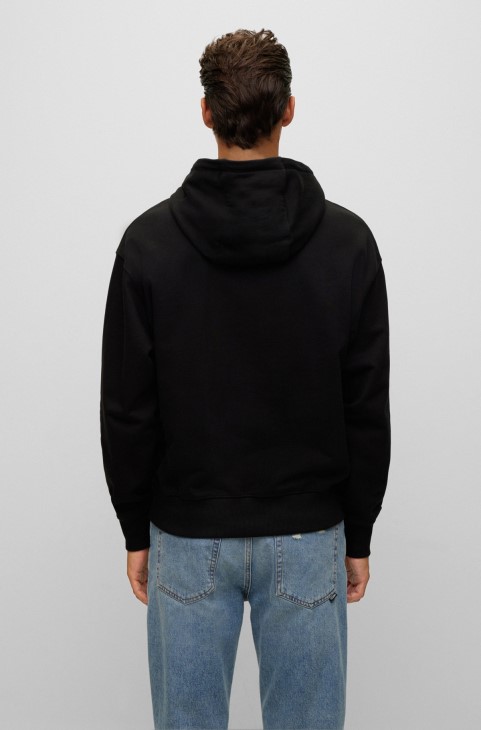 Unisex φούτερ με κουκούλα χαλαρής εφαρμογής σε μαύρο χρώμα Hugo Boss από οργανικό βαμβάκι

