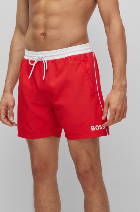 Σορτς μαγιό Hugo Boss αντίθεση-λογότυπο σε κόκκινο ανακυκλωμένο υλικό
