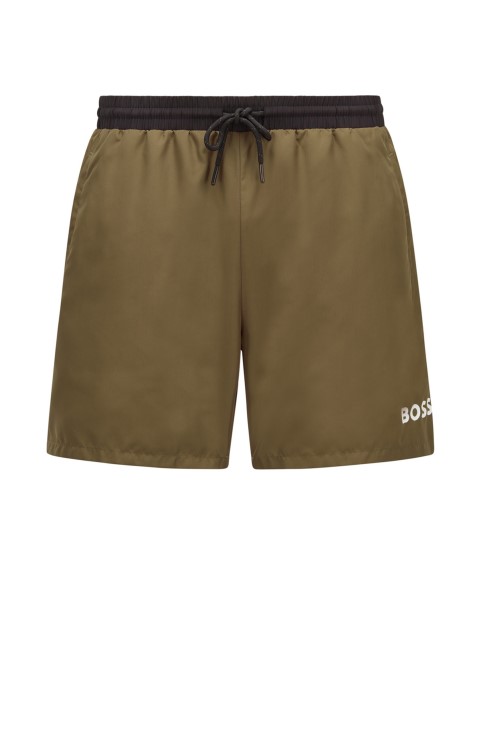 Σορτς μαγιό Hugo Boss σκούρο πράσινο αντίθεση-λογότυπο από ανακυκλωμένο υλικό