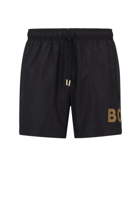 μαγιό σορτς από ανακυκλωμένο υλικό με λογότυπο αντίθεσης μαύρο Hugo Boss