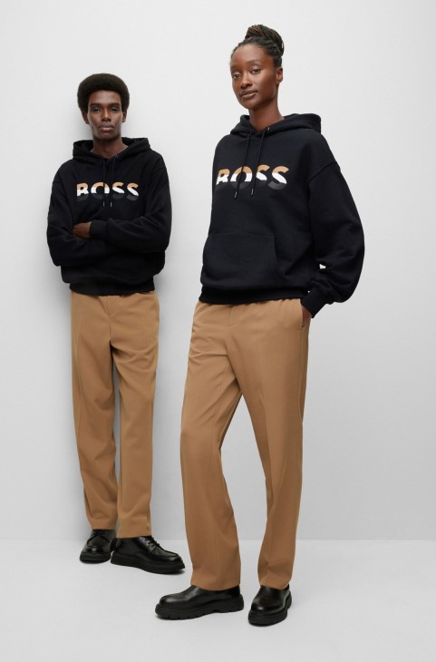Hugo Boss μαύρο Unisex φούτερ χαλαρής εφαρμογής από οργανικό βαμβάκι
