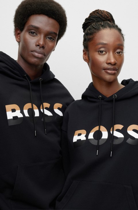 Hugo Boss μαύρο Unisex φούτερ χαλαρής εφαρμογής από οργανικό βαμβάκι
