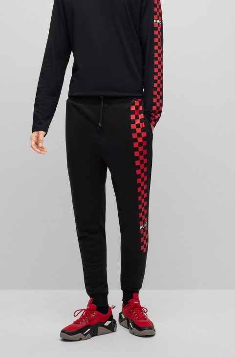Παντελόνι από βαμβακερή φόρμα με λογότυπο, μαύρο Hugo Boss