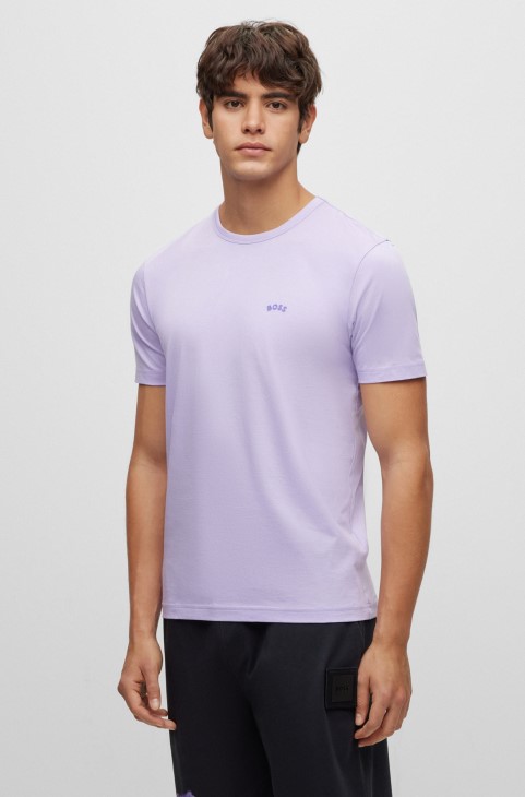 ανοιχτό μωβ μπλουζάκι με λογότυπο κανονικής εφαρμογής από οργανικό βαμβάκι Hugo Boss