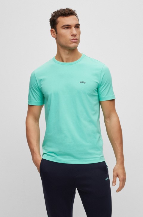 T-shirt με λογότυπο Hugo Boss με κανονική εφαρμογή σε τιρκουάζ από οργανικό βαμβάκι