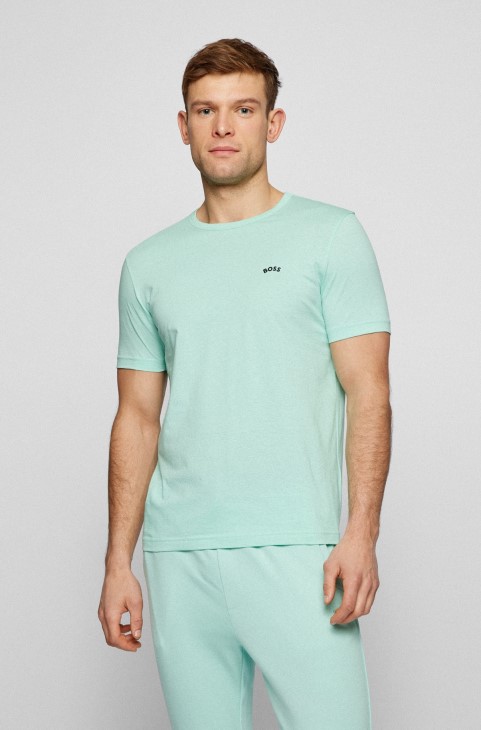 ανοιχτό πράσινο μπλουζάκι με λογότυπο με κανονική εφαρμογή από οργανικό βαμβάκι Hugo Boss