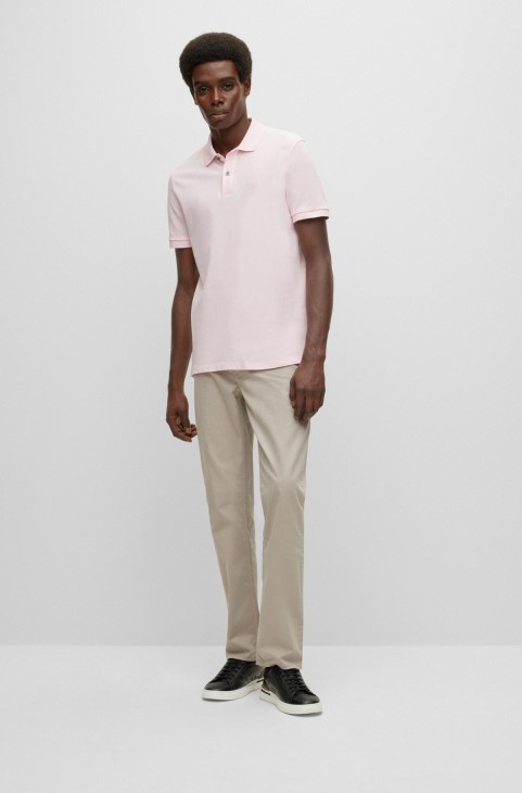 ανοιχτό ροζ Hugo Boss πουκάμισο πόλο από οργανικό βαμβάκι με κεντημένο λογότυπο
