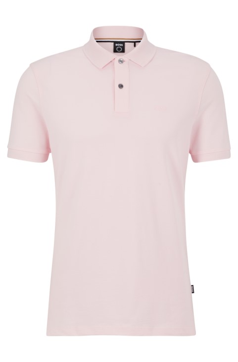 ανοιχτό ροζ Hugo Boss πουκάμισο πόλο από οργανικό βαμβάκι με κεντημένο λογότυπο
