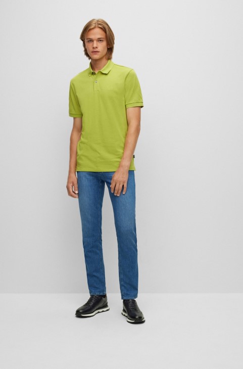 Hugo Boss πράσινο πόλο μπλουζάκι από οργανικό βαμβάκι με κεντημένο λογότυπο
