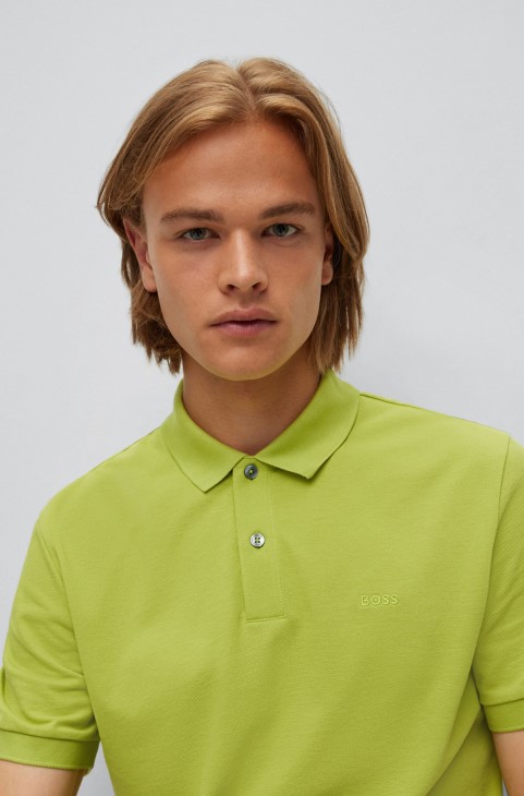 Hugo Boss πράσινο πόλο μπλουζάκι από οργανικό βαμβάκι με κεντημένο λογότυπο
