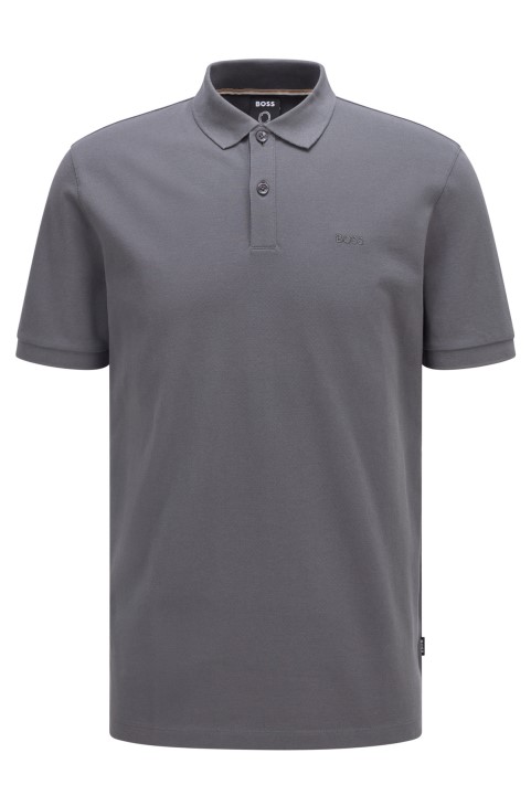 Μπλουζάκι πόλο σε σκούρο γκρι οργανικό βαμβάκι με κεντημένο λογότυπο Hugo Boss
