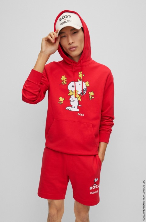 Boss X φιστίκια μεγάλου μεγέθους σε γαλλικό φούτερ με κουκούλα με αποκλειστικά έργα τέχνης