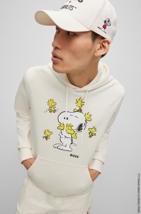 Boss X Peanuts με κουκούλα μεγάλου μεγέθους σε French Terry με αποκλειστικά έργα τέχνης
