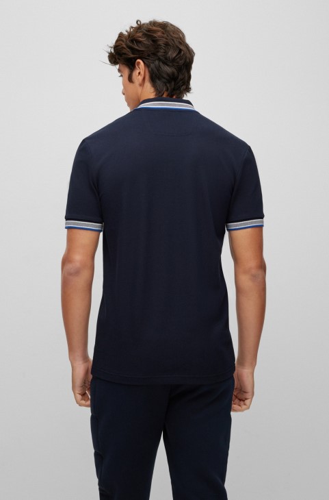 Πόλο μπλουζάκι από οργανικό βαμβάκι με κυρτό λογότυπο σκούρο μπλε Hugo Boss
