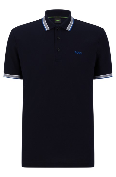 Πόλο μπλουζάκι από οργανικό βαμβάκι με κυρτό λογότυπο σκούρο μπλε Hugo Boss
