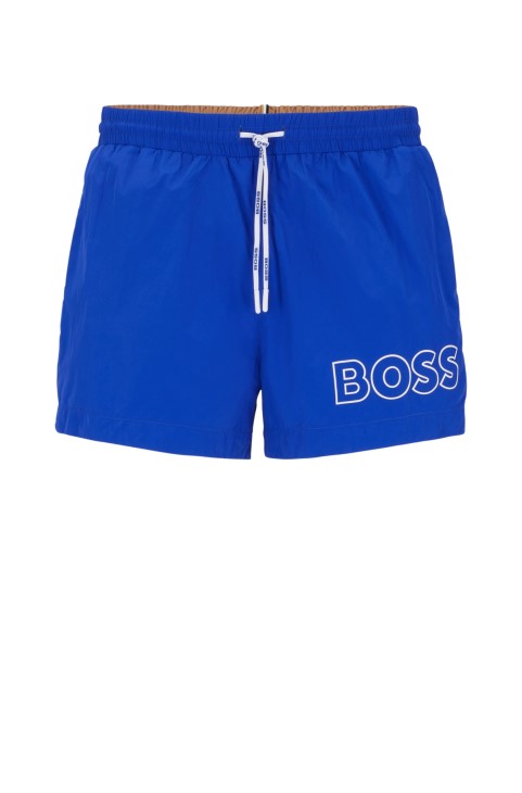 μπλε μαγιό που στεγνώνει γρήγορα με περίγραμμα λογότυπο Hugo Boss