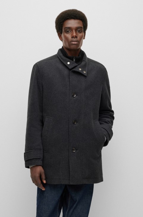 παλτό χαλαρής εφαρμογής σε μείγμα μαλλί μελανζέ γκρι Hugo Boss