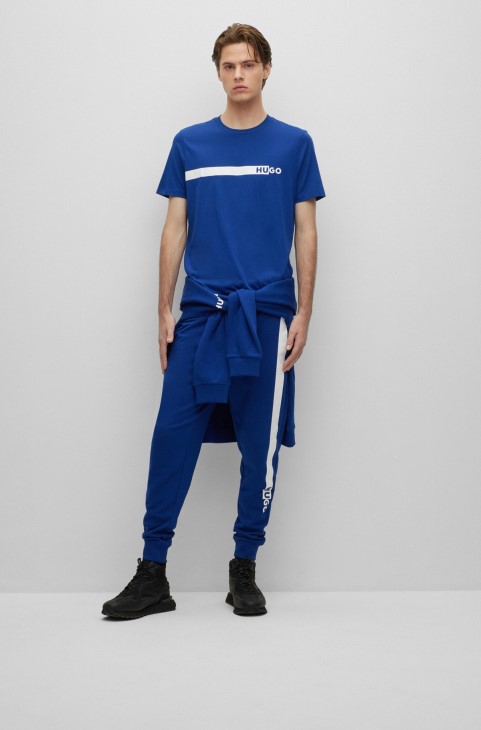Μπλουζάκι από βαμβακερό ζέρσεϊ με λογότυπο Artwork Hugo Boss Blue
