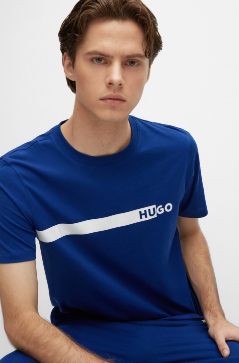 Μπλουζάκι από βαμβακερό ζέρσεϊ με λογότυπο Artwork Hugo Boss Blue
