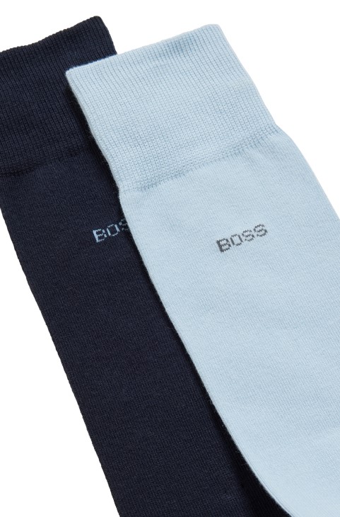 δύο πακέτο βαμβακερών κάλτσες κανονικού μήκους γαλάζιο Hugo Boss
