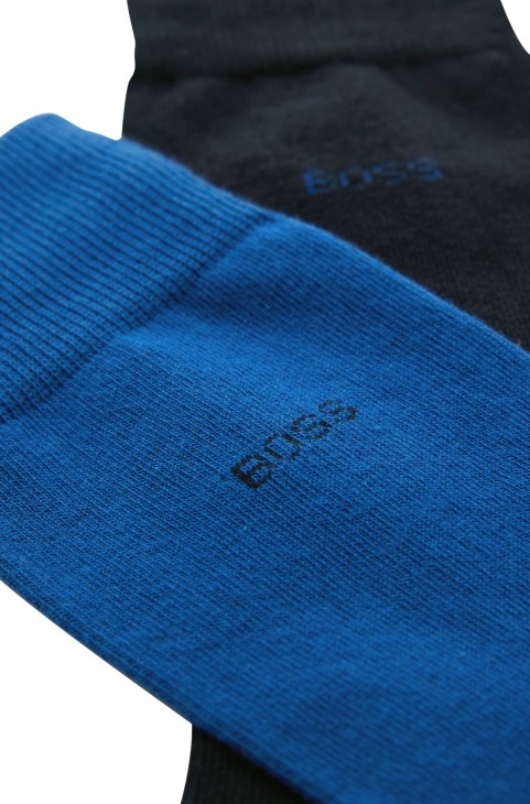 μπλε δύο πακέτα βαμβακερών κάλτσες κανονικού μήκους Hugo Boss
