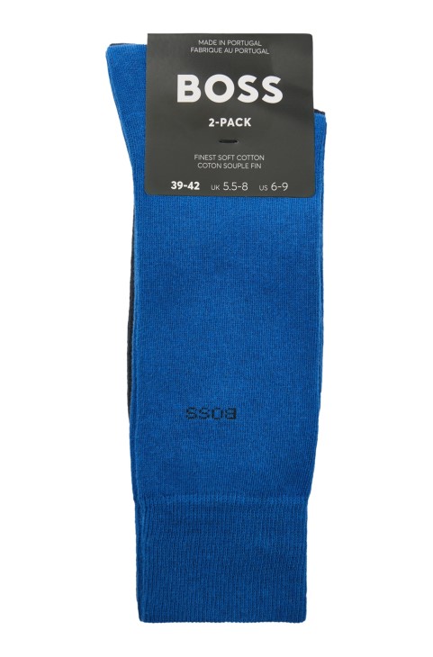 μπλε δύο πακέτα βαμβακερών κάλτσες κανονικού μήκους Hugo Boss
