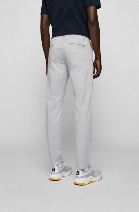 ταινιωτό Chino από βαμμένο βαμβακερό σατέν ανοιχτό γκρι Hugo Boss
