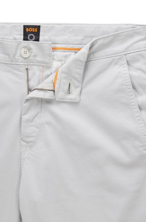 ταινιωτό Chino από βαμμένο βαμβακερό σατέν ανοιχτό γκρι Hugo Boss
