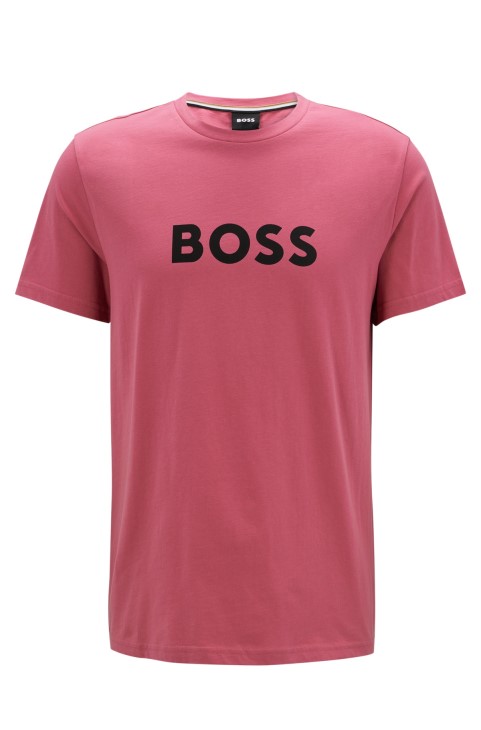 Τ-shirt Hugo Boss χαλαρής εφαρμογής Upf 50+ από βαμβάκι με λογότυπο ανοιχτό ροζ