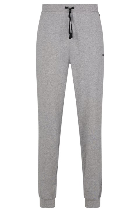 ανοιχτό γκρι ελαστικό βαμβακερό παντελόνι με κεντημένο λογότυπο Hugo Boss
