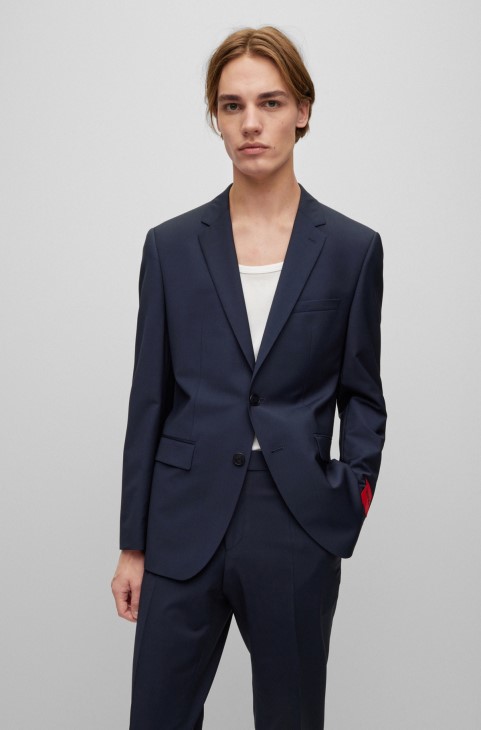 Σακάκι κανονικής εφαρμογής Hugo Boss σε συνδυασμό μαλλί Performance-stretch σκούρο μπλε