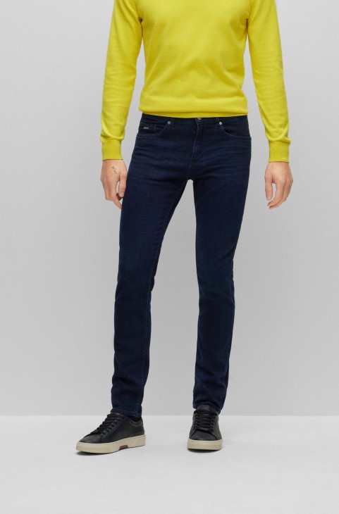 Σκούρο μπλε τζιν Slim-fit σε μπλε ιταλικό Super-soft Denim Hugo Boss