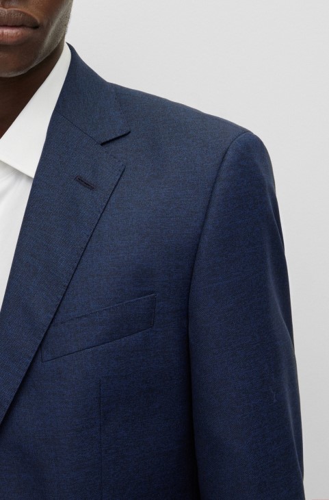 Κοστούμι με κανονική εφαρμογή από παρθένο μάλλινο Twill Hugo Boss σκούρο μπλε
