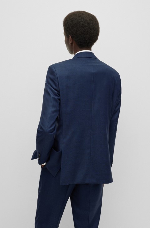 Κοστούμι με κανονική εφαρμογή από παρθένο μάλλινο Twill Hugo Boss σκούρο μπλε
