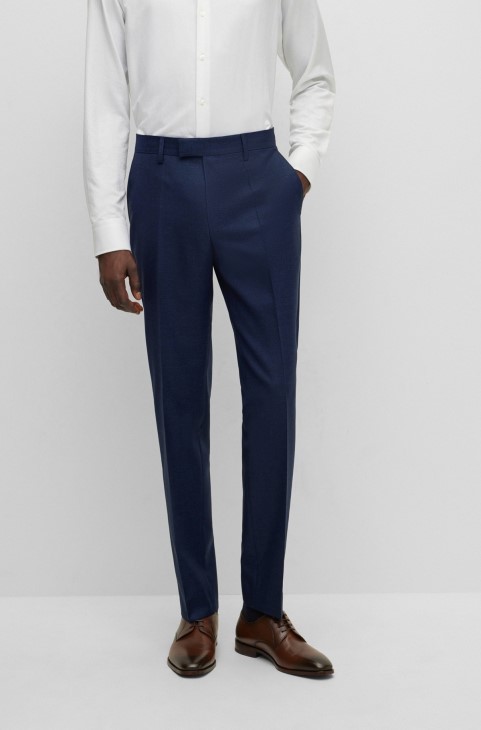 Κοστούμι με κανονική εφαρμογή από παρθένο μάλλινο Twill Hugo Boss σκούρο μπλε
