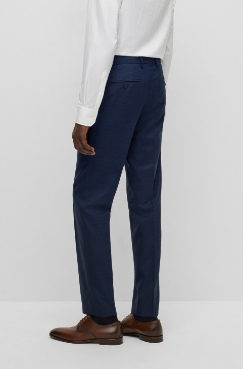 Κοστούμι με κανονική εφαρμογή από παρθένο μάλλινο Twill Hugo Boss σκούρο μπλε
