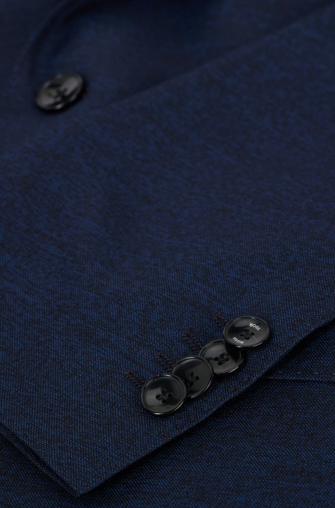 Κοστούμι με κανονική εφαρμογή από παρθένο μάλλινο Twill Hugo Boss σκούρο μπλε
