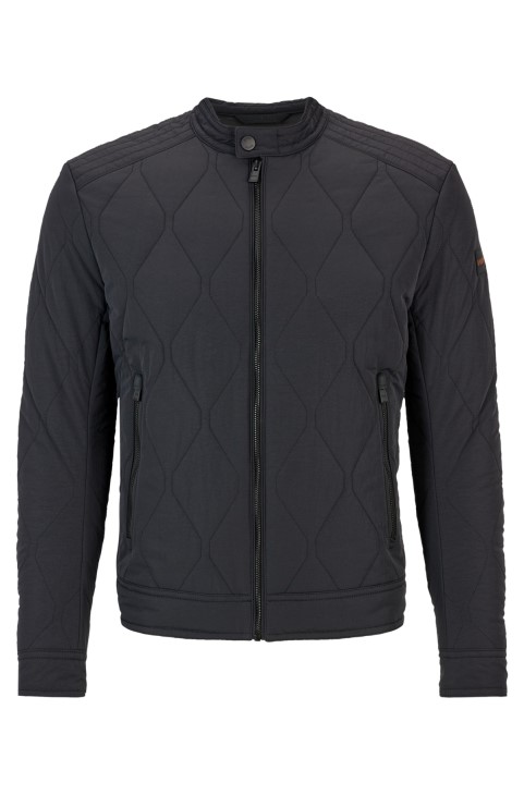 Μαύρο υδατοαπωθητικό καπιτονέ μπουφάν Hugo Boss με έμπλαστρο με λογότυπο
