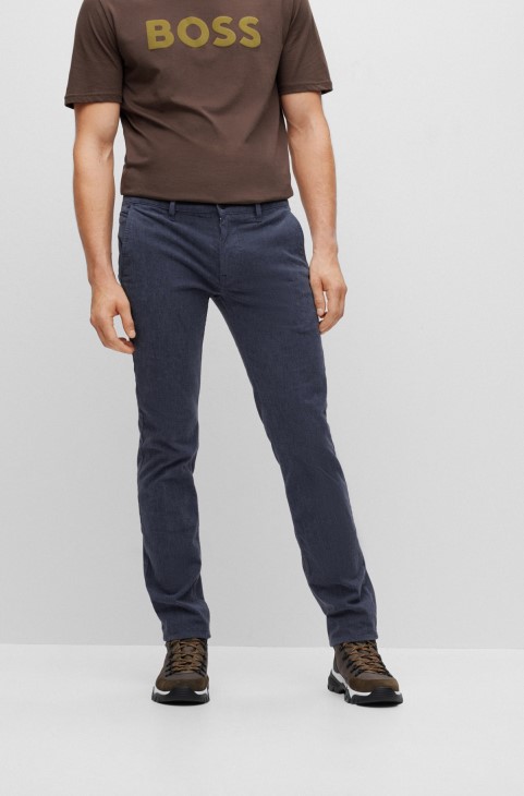 Slim-fit παντελόνι σε βαμβακερό Twill Hugo Boss σκούρο μπλε