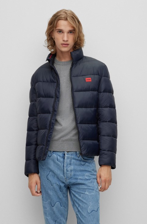 Πουφερ μπουφάν Hugo Boss Slim-fit με κόκκινο λογότυπο σκούρο μπλε