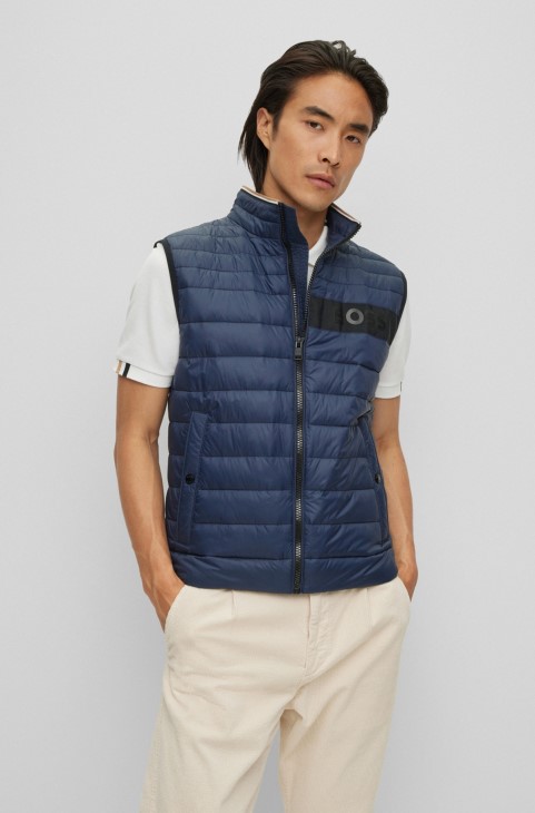 Hugo Boss υδατοαπωθητικό επενδεδυμένο γιλέκο με ταινία 3d με λογότυπο σκούρο μπλε