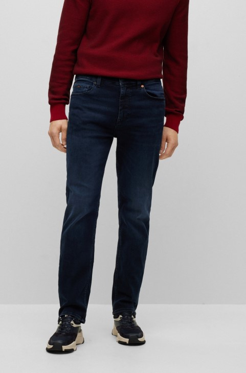 Hugo Boss σκούρο μπλε τζιν χαλαρής εφαρμογής σε μπλε-μαύρο Comfort-stretch τζιν