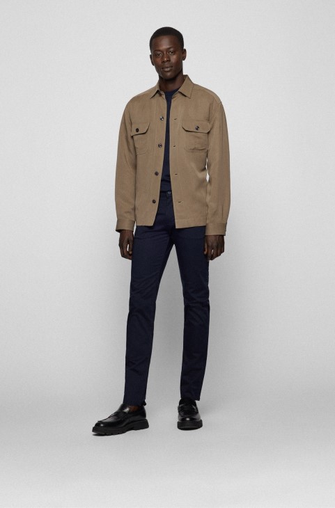 Hugo Boss σκούρο μπλε Slim-fit τζιν σε βαμβακερό σατέν τζιν
