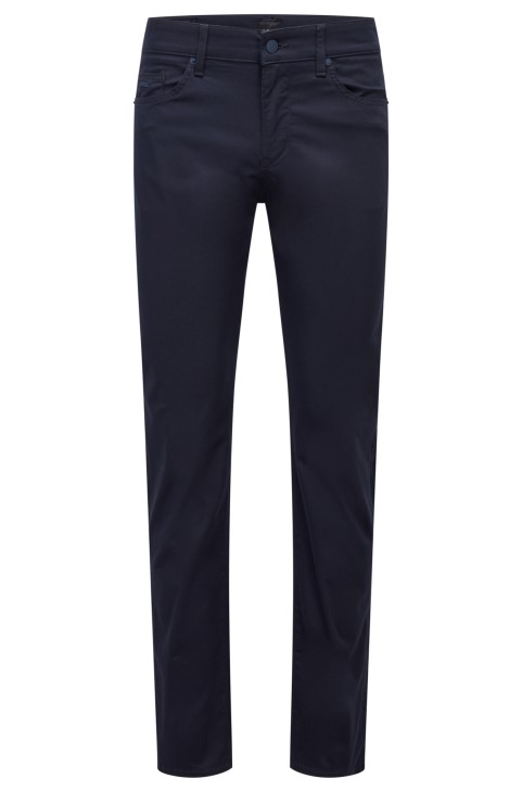 Hugo Boss σκούρο μπλε Slim-fit τζιν σε βαμβακερό σατέν τζιν
